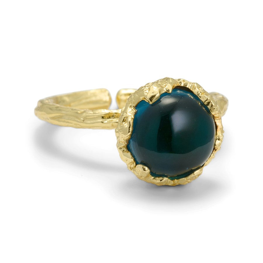 Pure By Nat - Ring med stor natursten (10mm) - Iolite blå