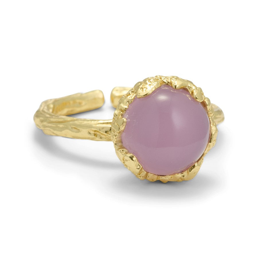 Pure By Nat - Ring med stor natursten (10mm) - Rosa kvarts