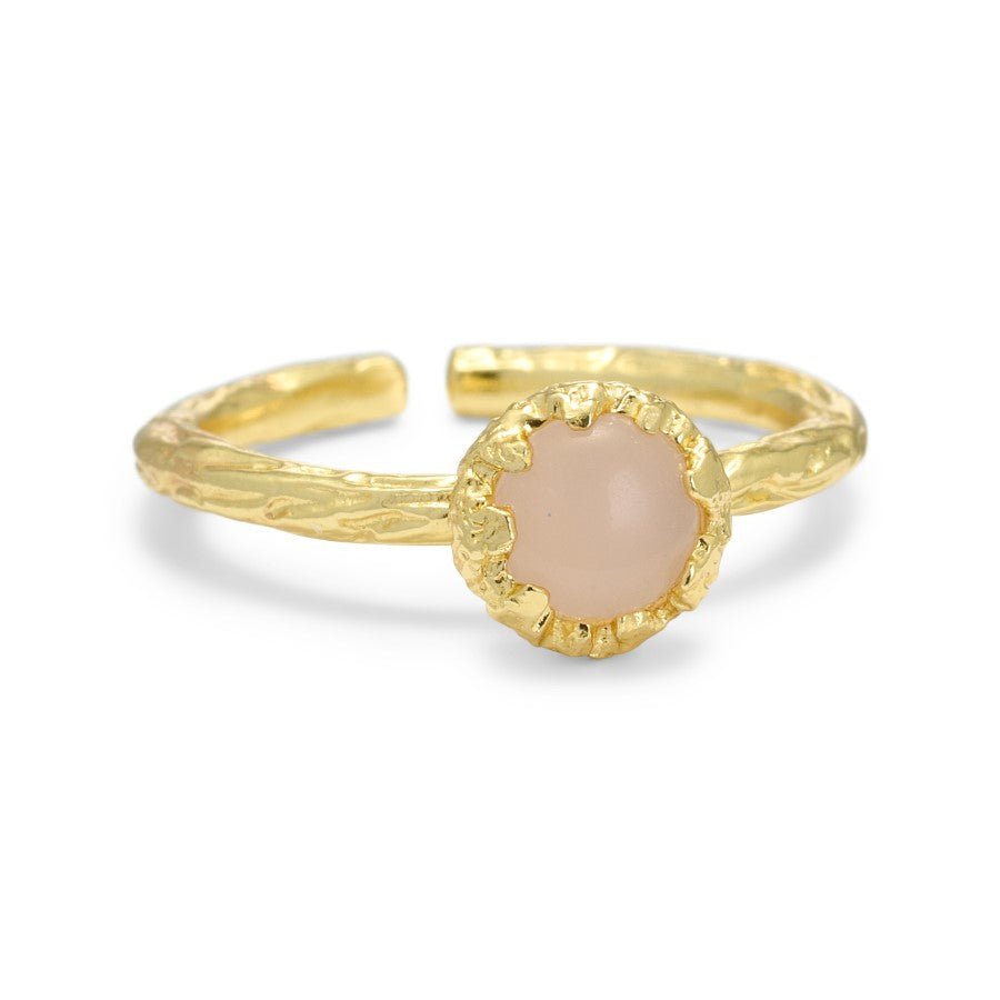 Pure By Nat - Ring med lille natursten (6mm) - Rosa kvarts