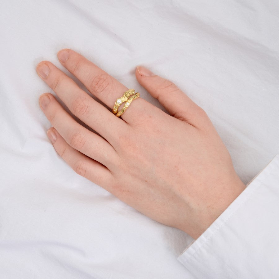 Pure By Nat - Dobbelt foil ring med zirkoner