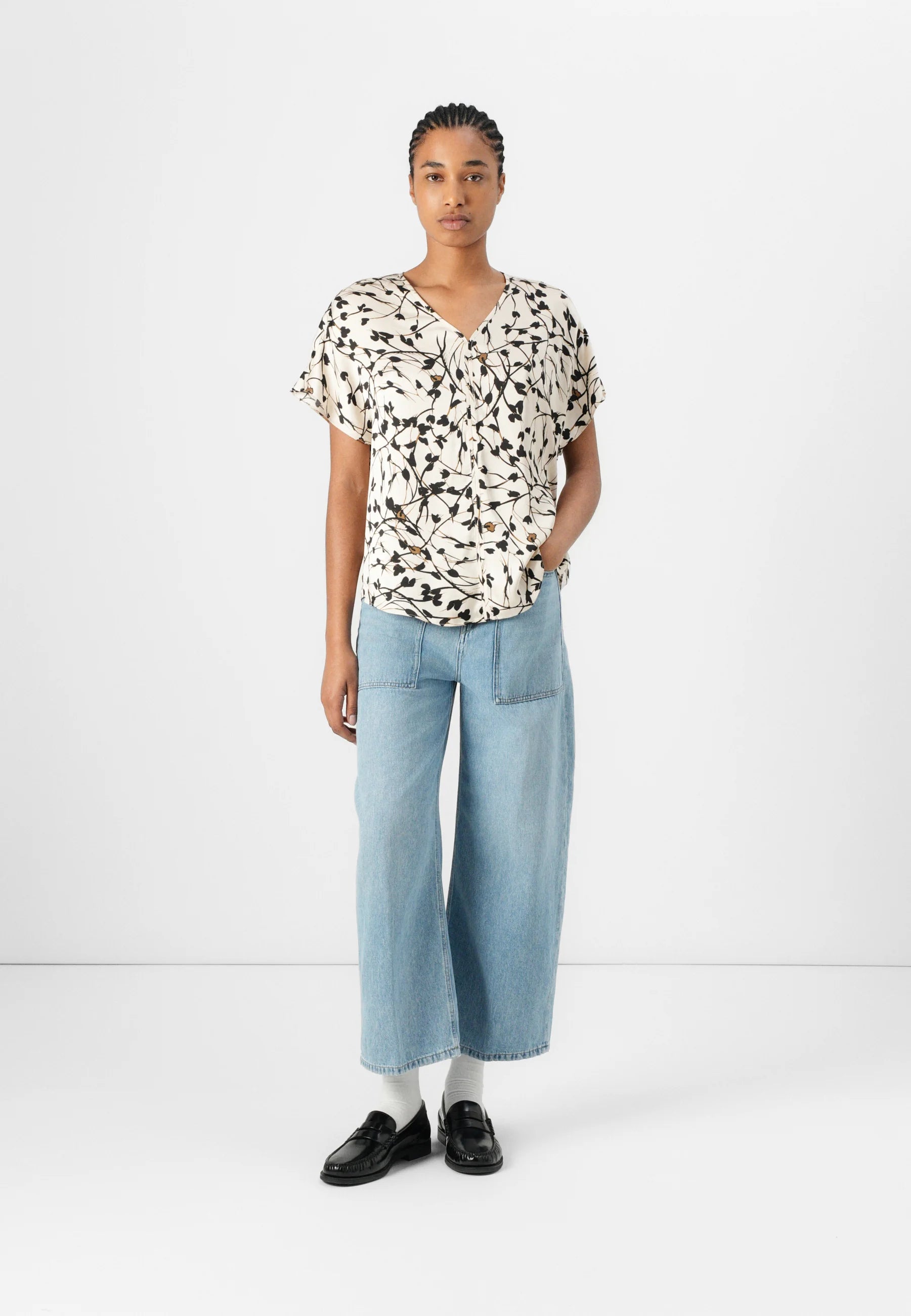 FloretBBPhina - Blouse - White Cream AOP