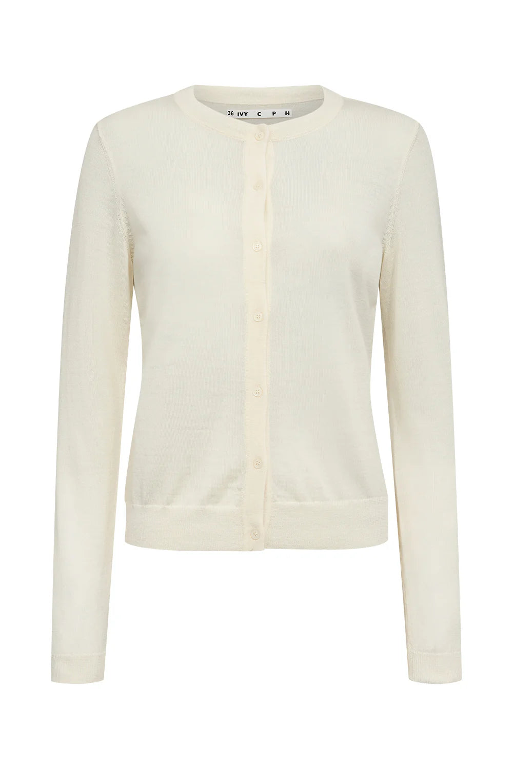 IVY-Essex Langærmet Cardigan med O-hals - Ecru