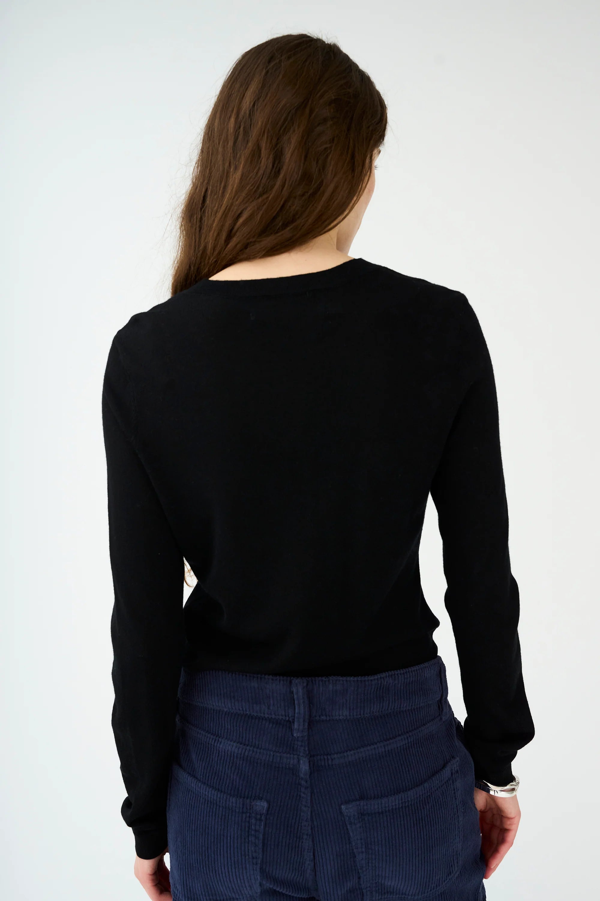 IVY-Essex Langærmet Cardigan med O-hals - Sort