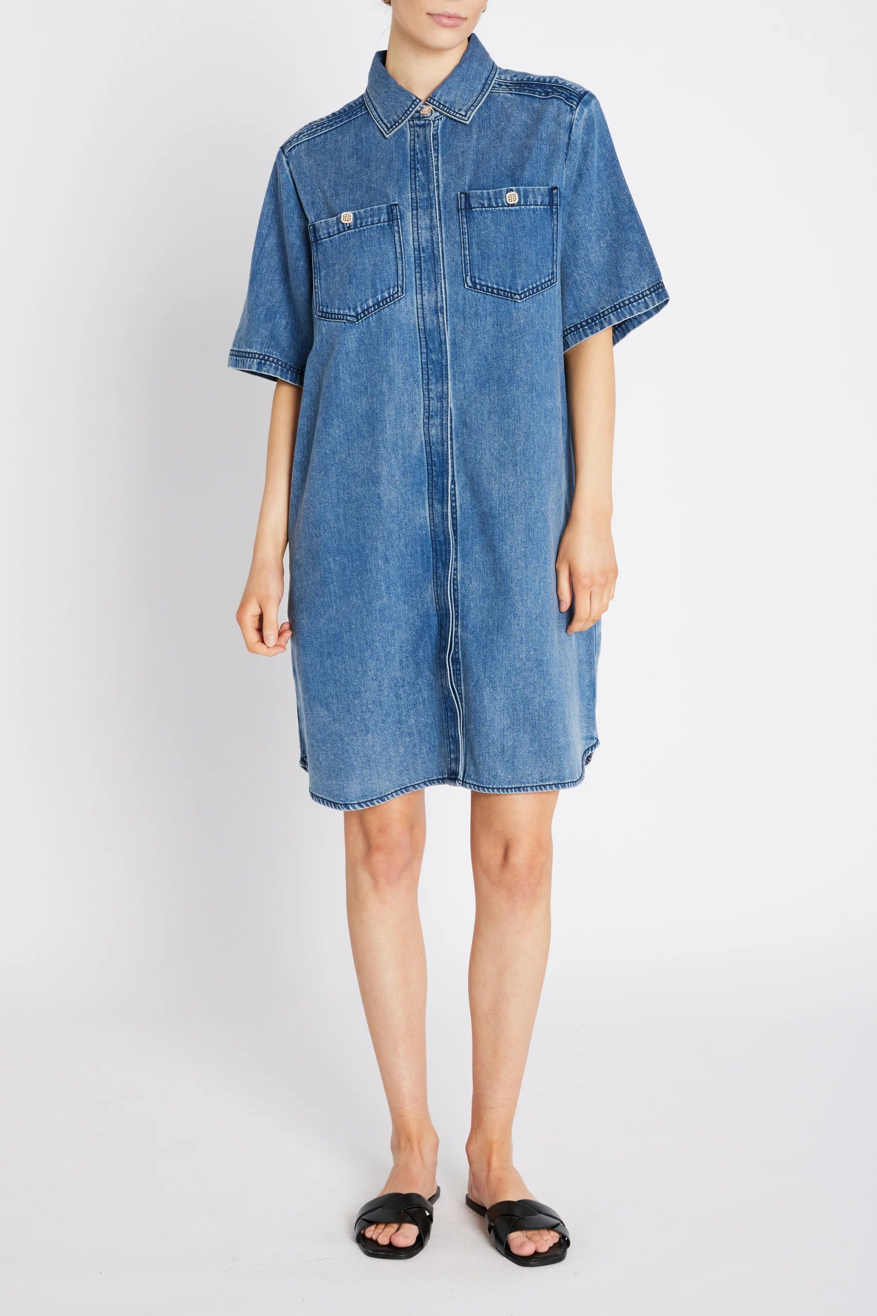 PlatieBBZigata kjole - Blue Denim