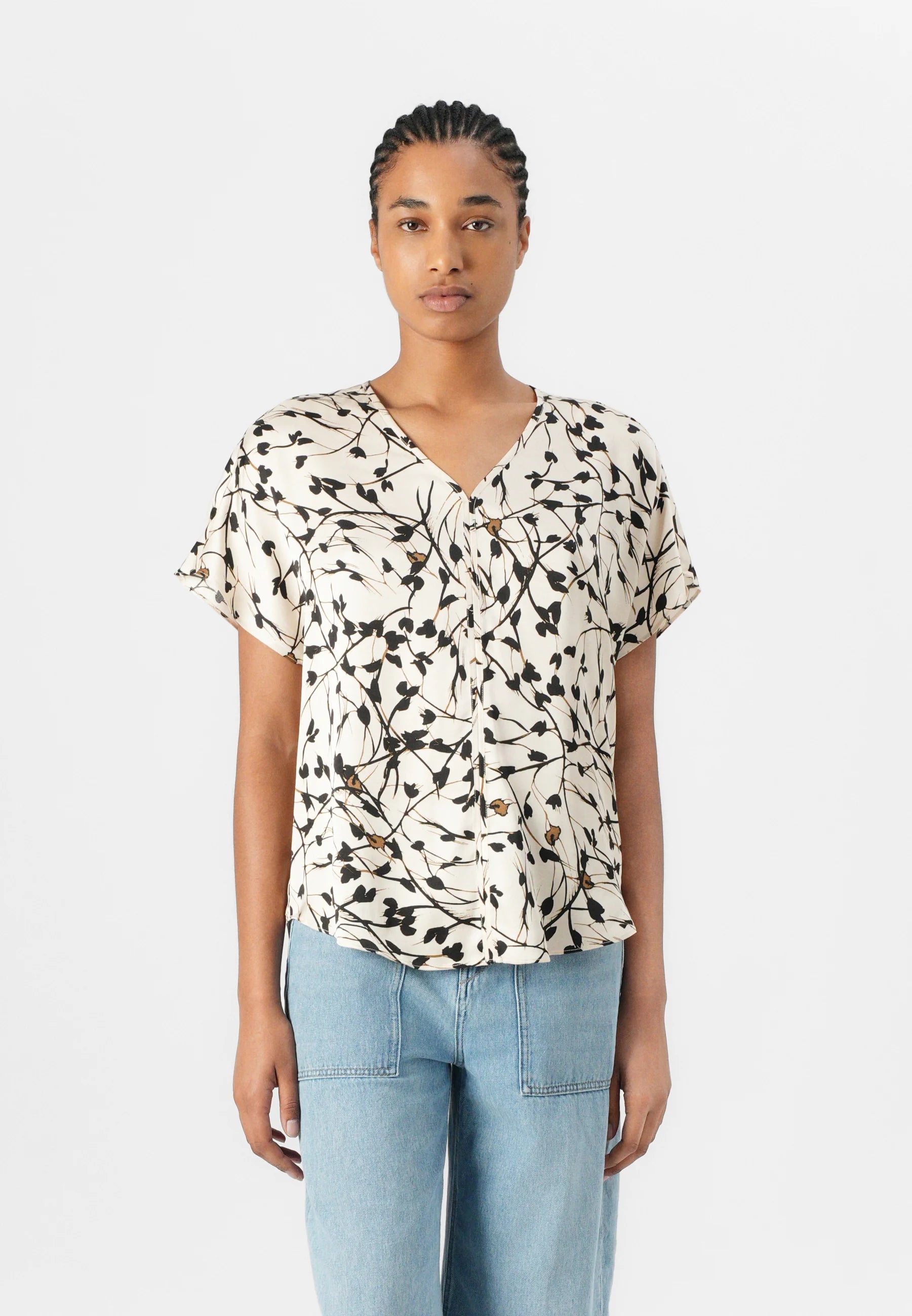 FloretBBPhina - Blouse - White Cream AOP