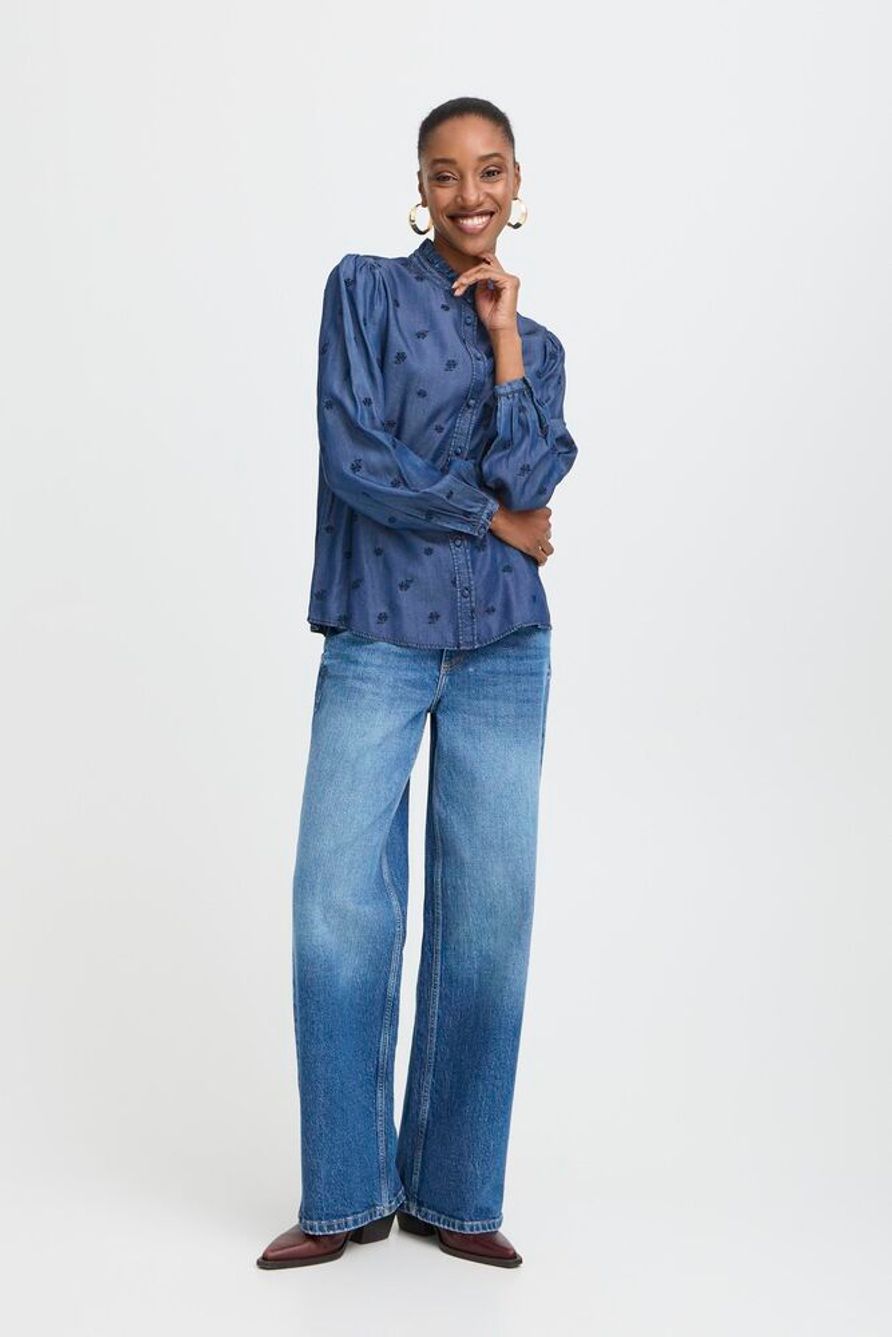 BYKOSMO EMB SHIRT - Dark Denim Flow
