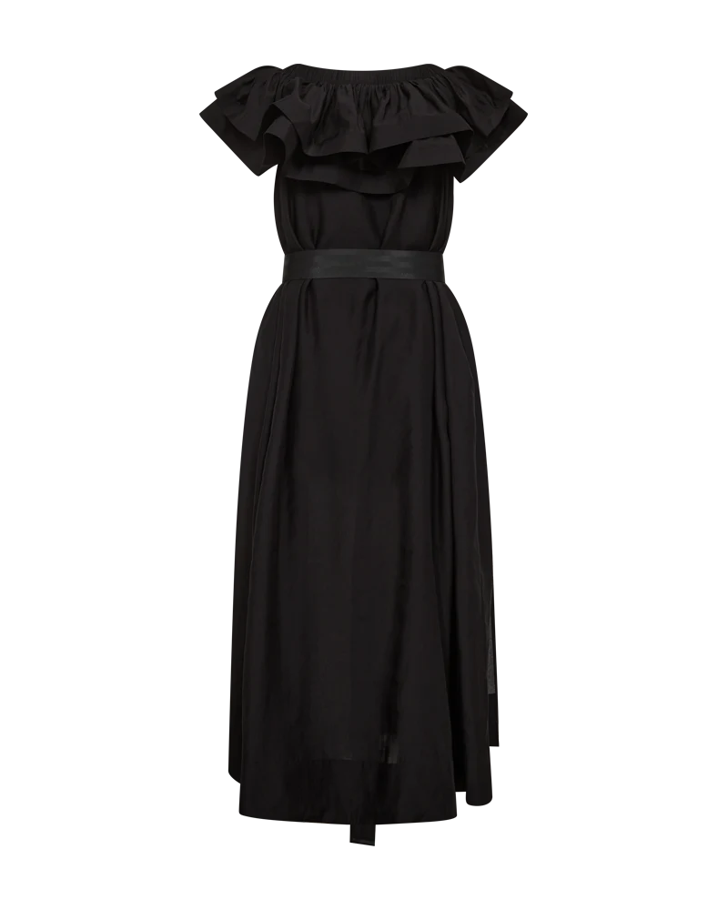 CMMOLLY - OFF-SHOULDER KJOLE MED FLÆSEKANT - SORT