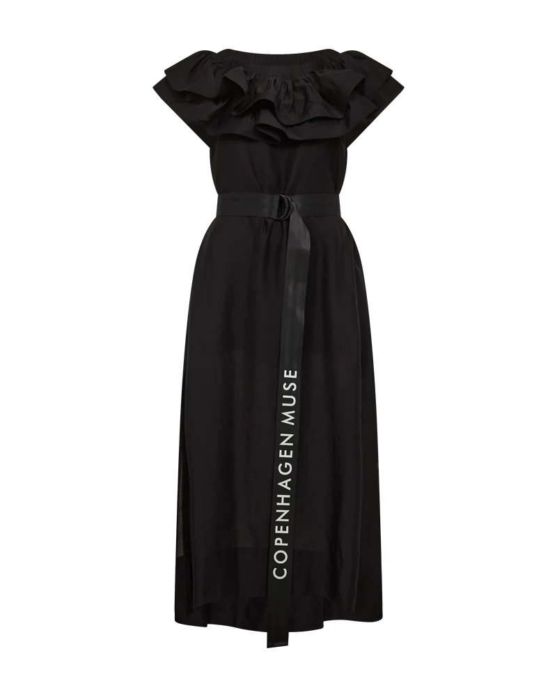 CMMOLLY - OFF-SHOULDER KJOLE MED FLÆSEKANT - SORT