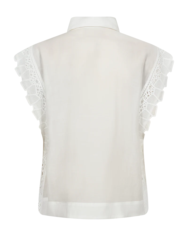 CMMOLLY - SKJORTE MED CUT-AND-SEW LACE - HVID