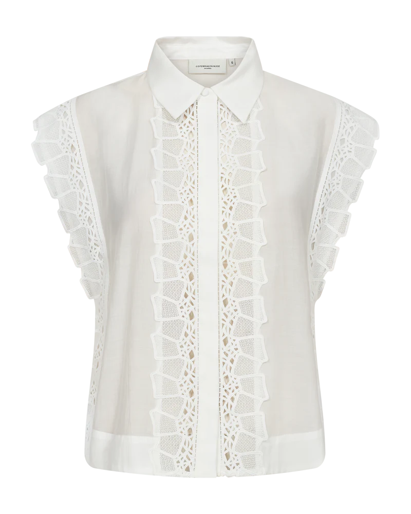 CMMOLLY - SKJORTE MED CUT-AND-SEW LACE - HVID