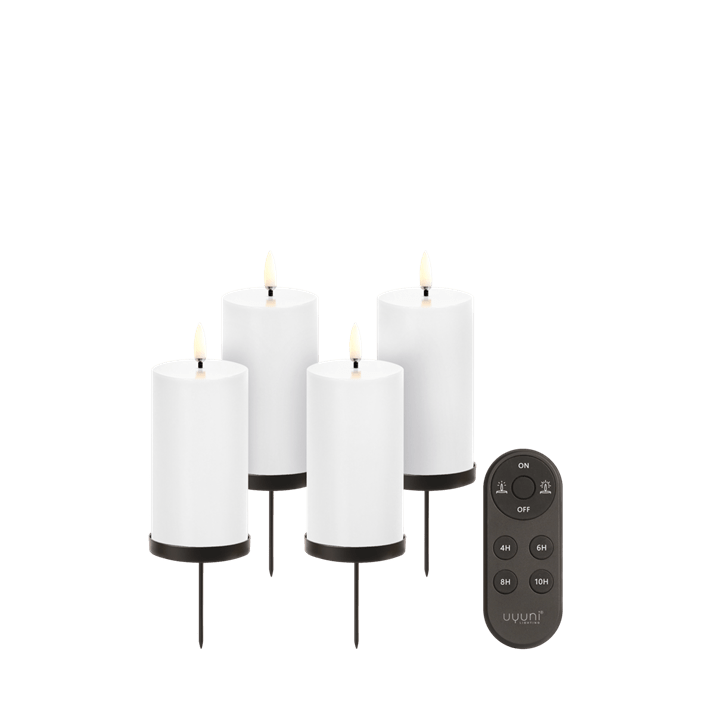 Uyuni - Giftbox w. spike, remote, LED pillar candle - Nordic white