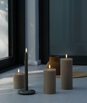 LED Pillar Candle Rustic, Sandstone, 7,8 x 20 cm