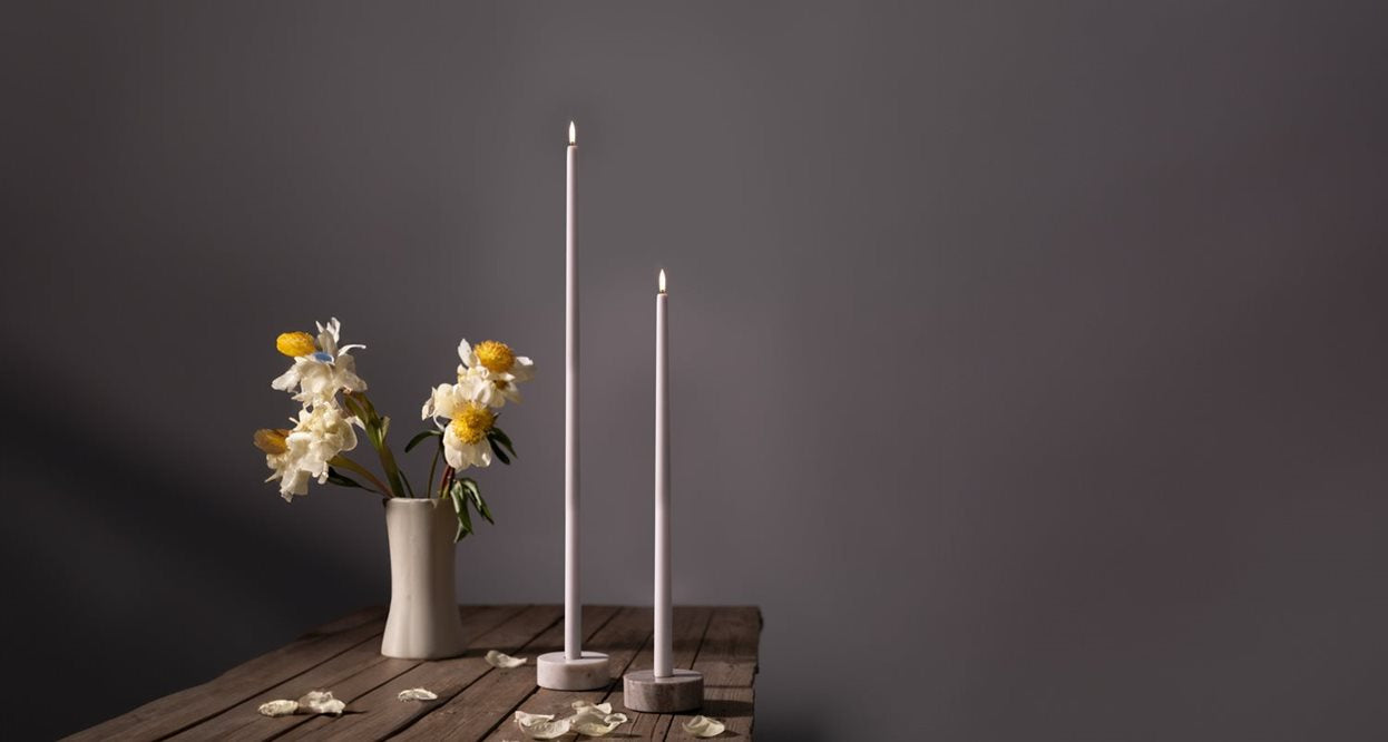 Marble Base Candleholder, Desert Beige, 3,5x10 cm