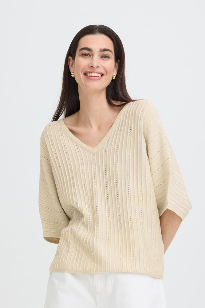 B.Young - BYMOBBE Vneck Jumper 2 - Birch