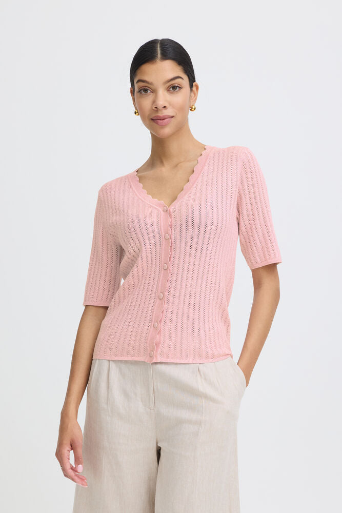 B.Young - BYMOBBE Rib Cardigan - Parfait Pink
