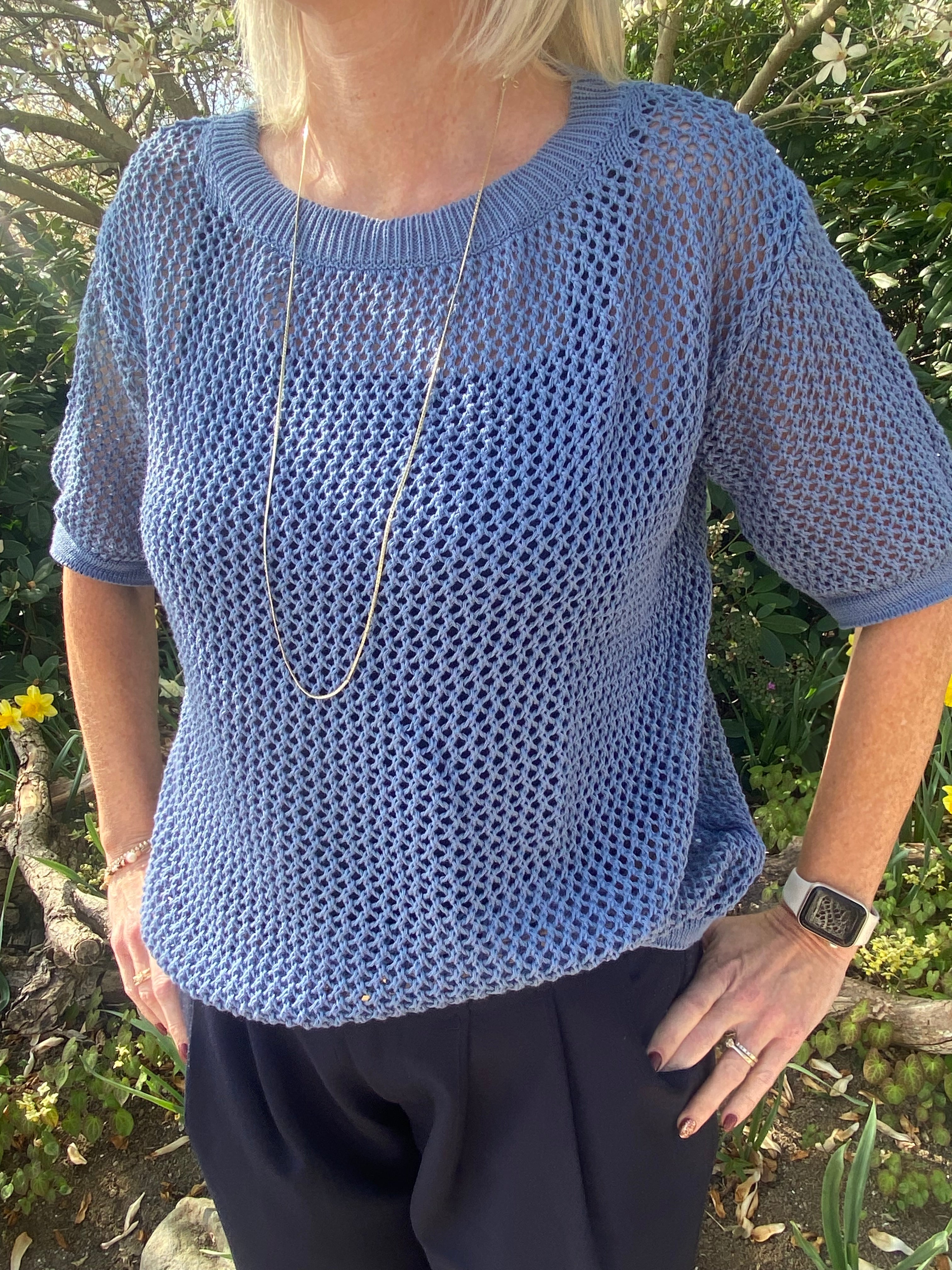 Rie Knit T-shirt - Dusty Blue