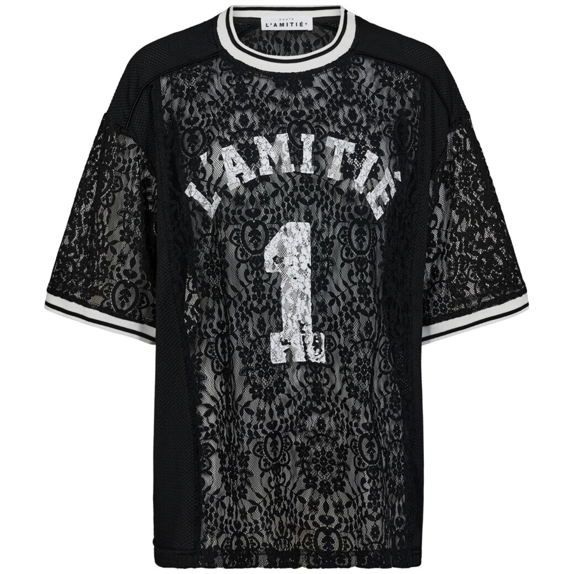 HAUTE L'AMITIE Lace Football Tee - Sort