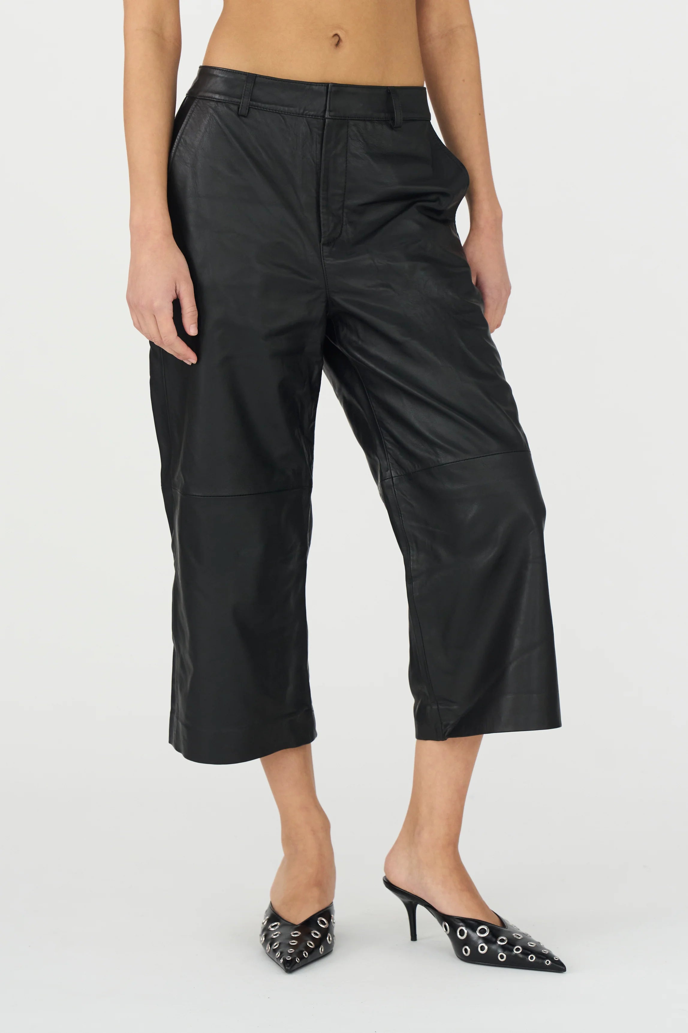 IVY-Augusta French Leather Culotte - Black