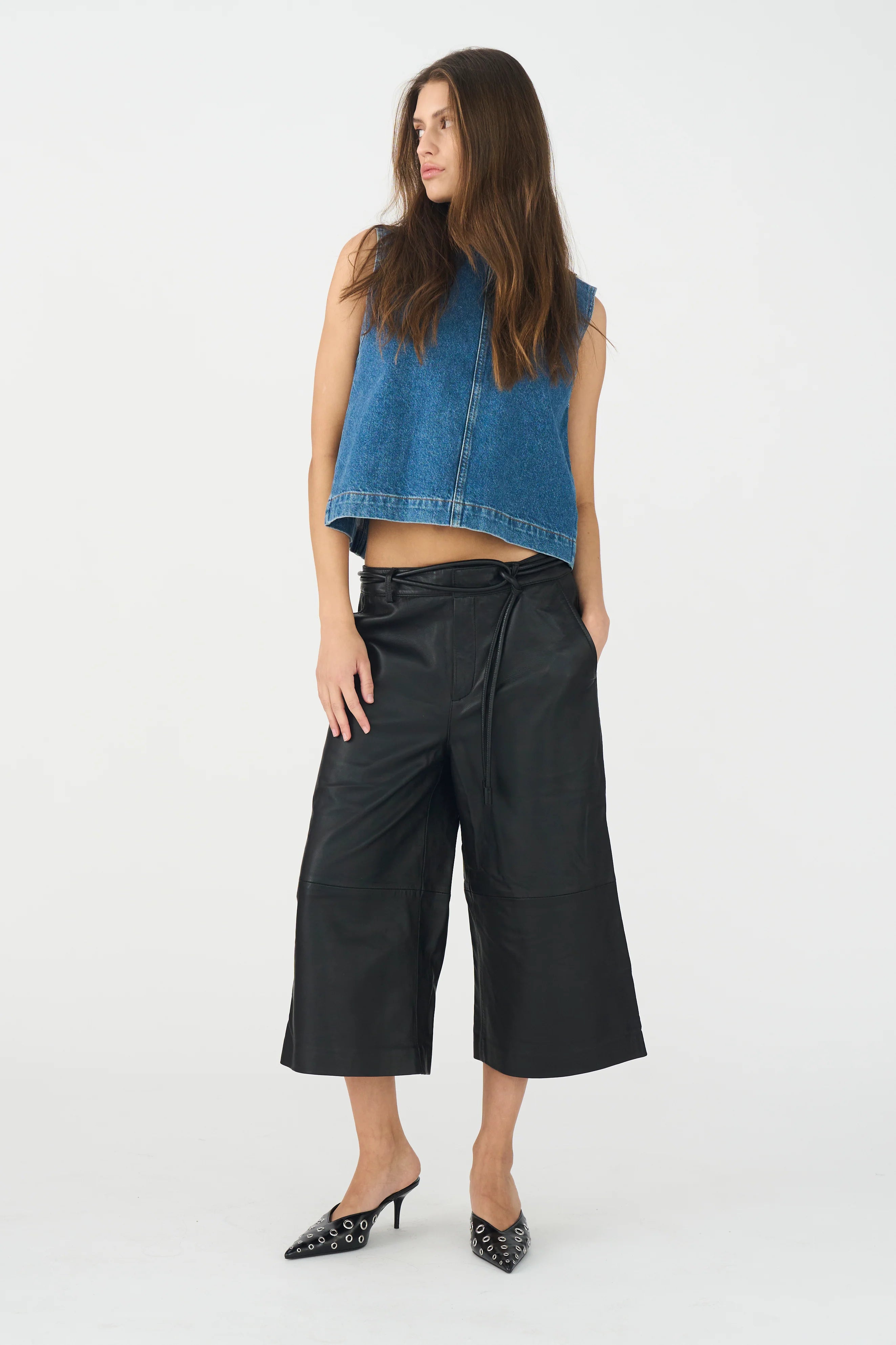 IVY-Augusta French Leather Culotte - Black