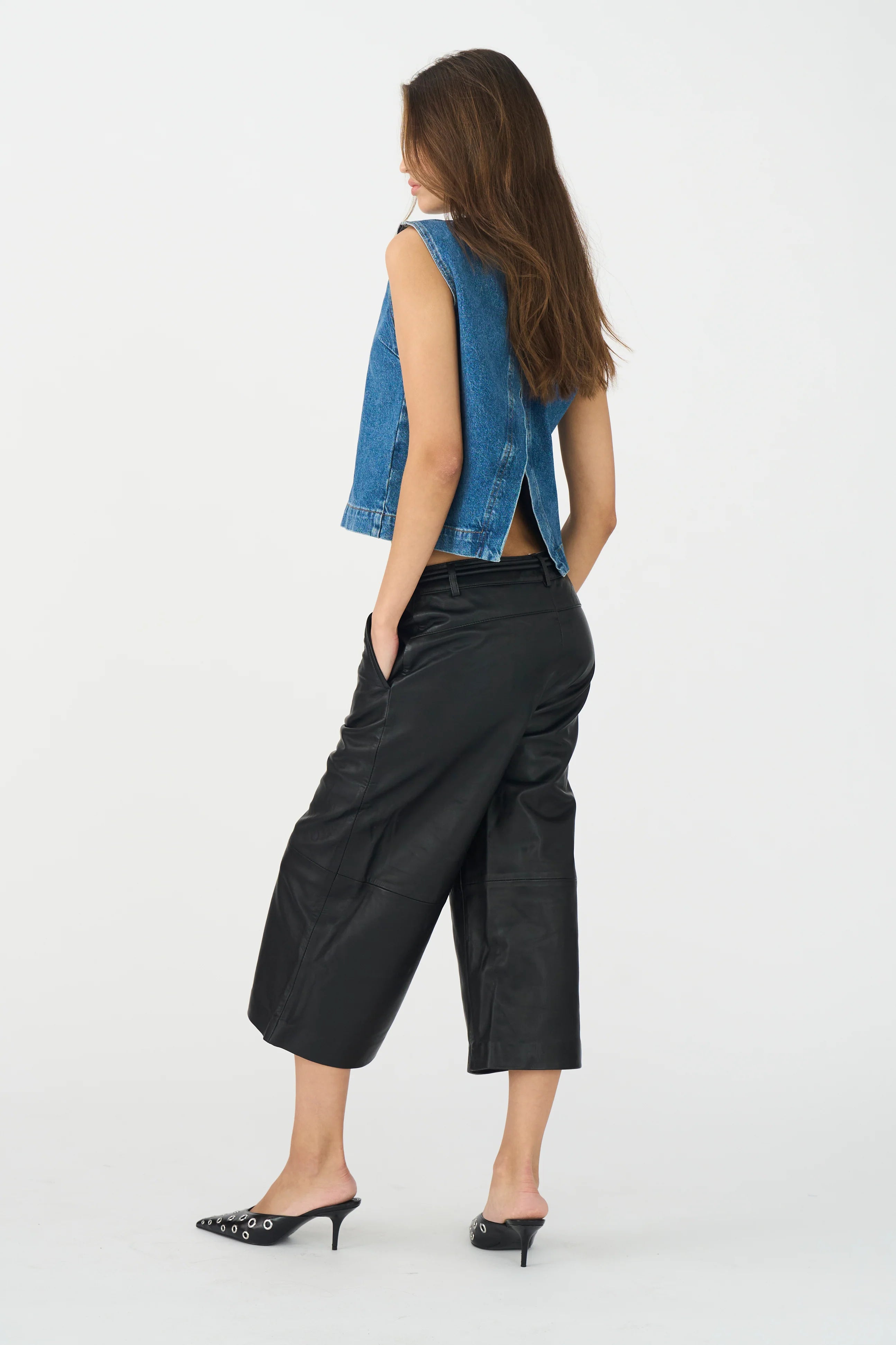 IVY-Augusta French Leather Culotte - Black