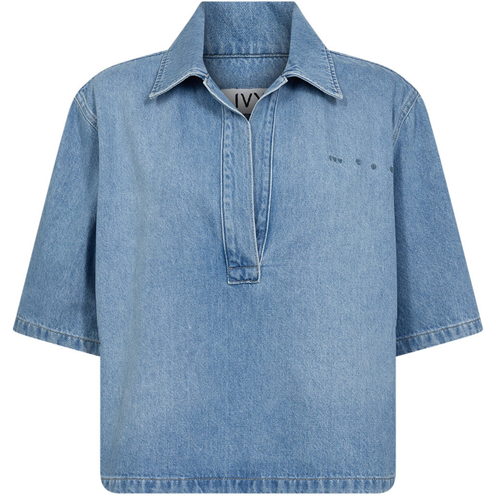 IVY-Opera Oversize Poloshirt Vask Lille - Denimblå