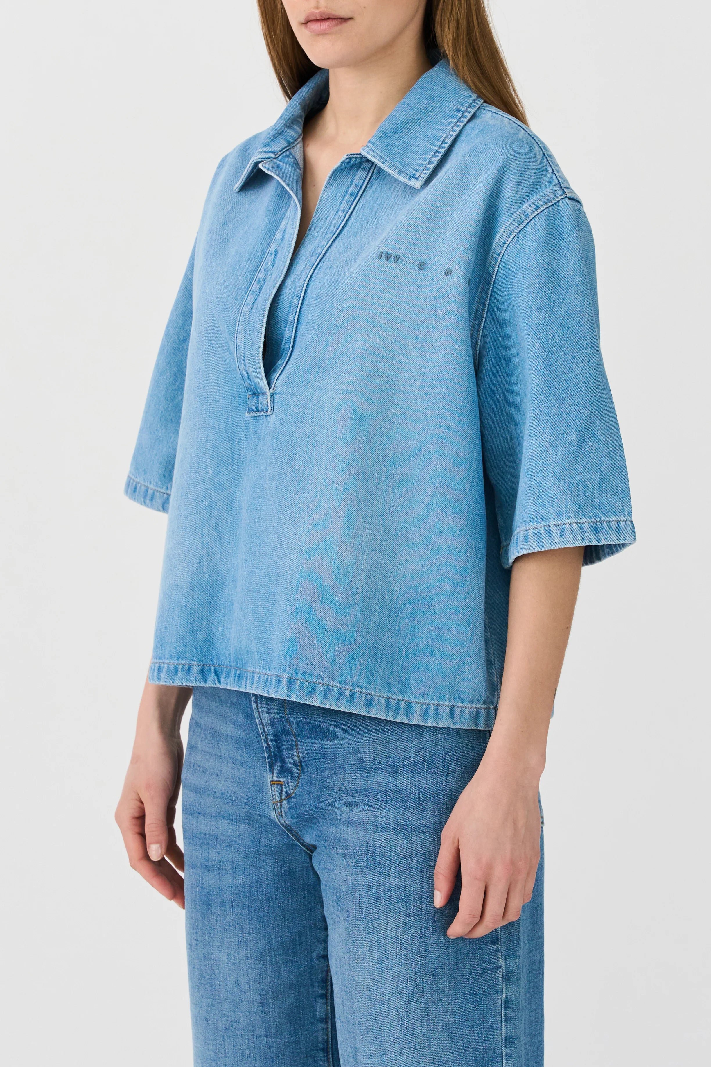 IVY-Opera Oversize Poloshirt Vask Lille - Denimblå