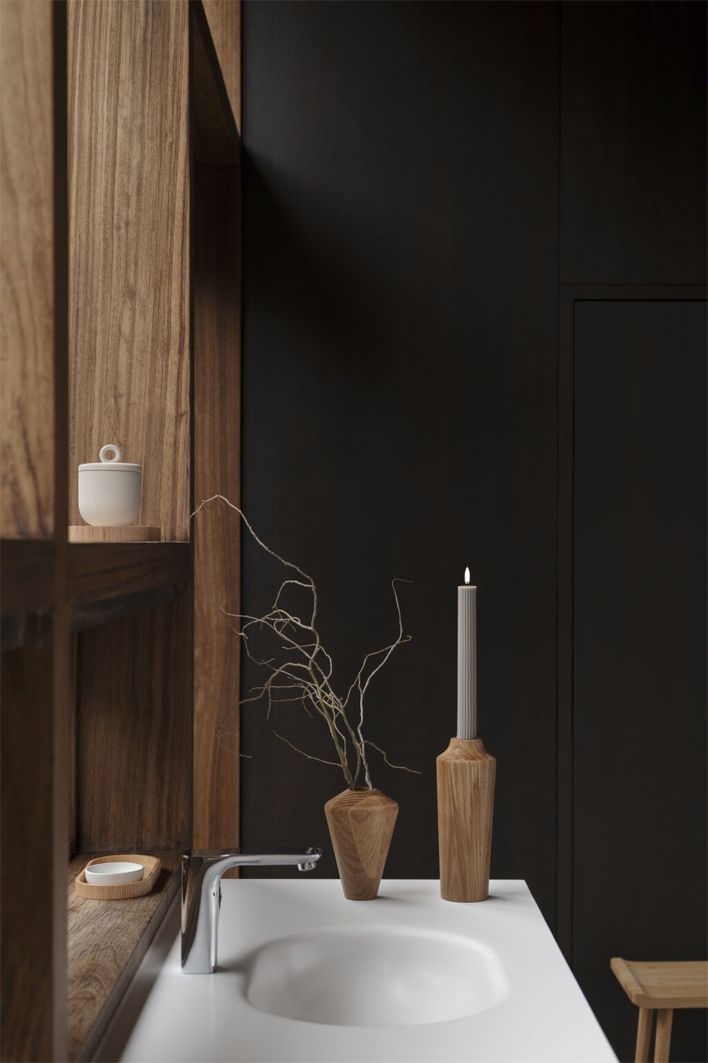 Uyuni - Led Taper Candle Grooved 2-Pack - Smooth