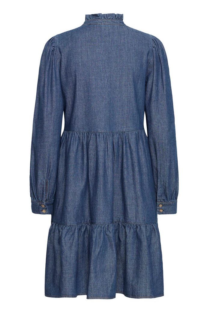 BYXKANTI VNECK DRESS - Mid Blue Denim