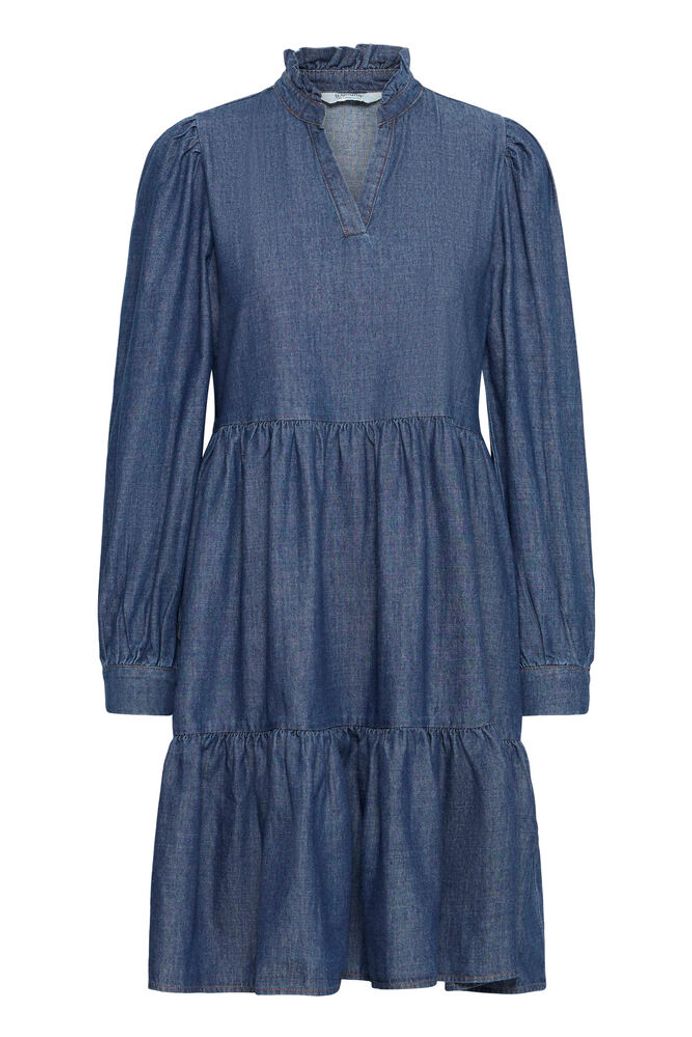 BYXKANTI VNECK DRESS - Mid Blue Denim