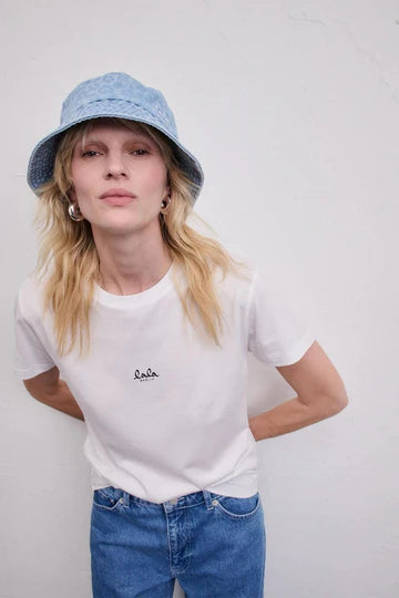 Lala Berlin - Hat Hannah - Printe denim washed blue leo