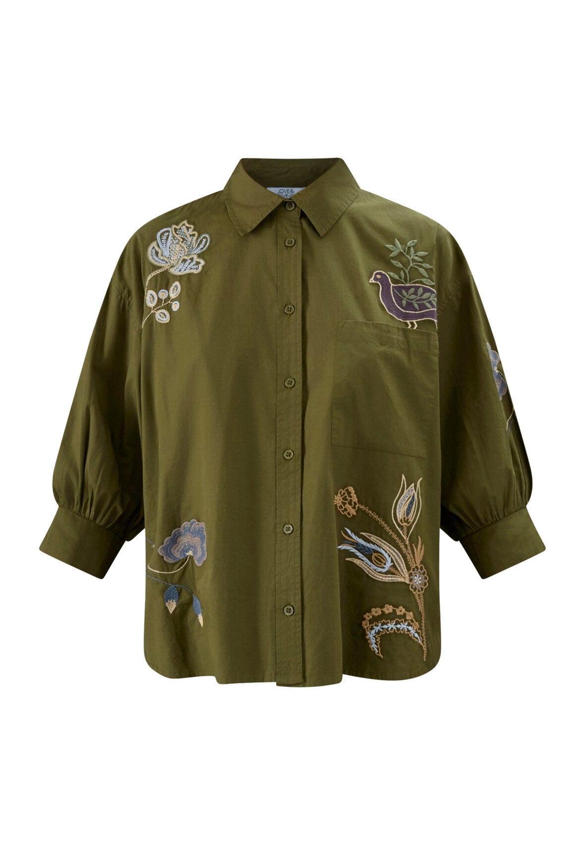 Love & Divine - Love1614-4 Shirt - Dark Olive/Emb.
